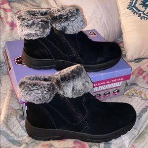 Black fuzzy boots